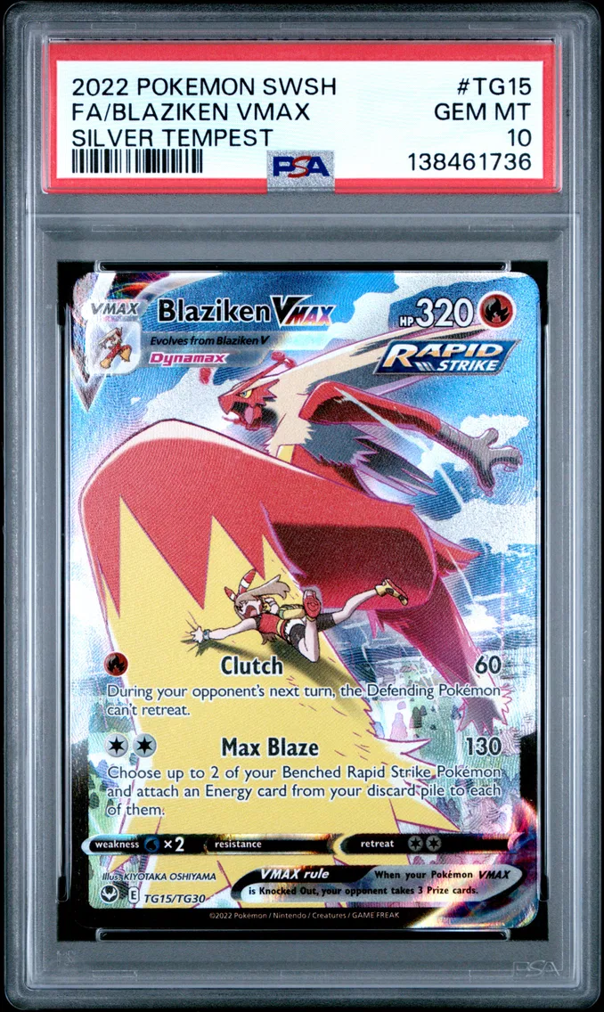2022 #TG15 Full Art/Blaziken Vmax PSA 10 Sword & Shield Silver Tempest