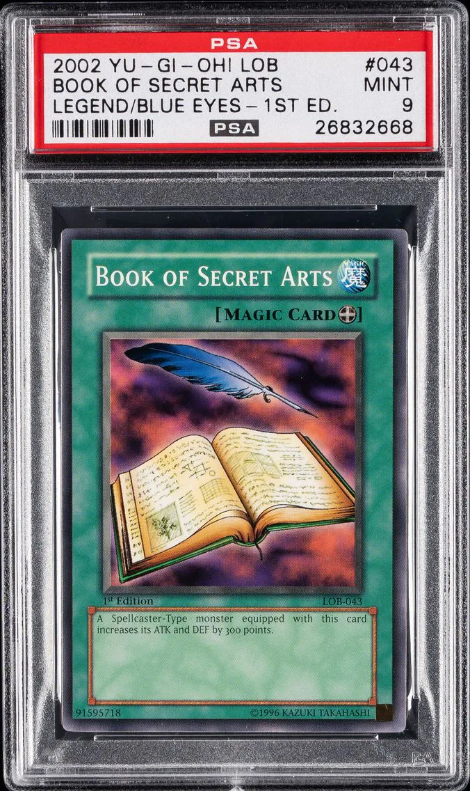 2002 #043 BOOK OF SECRET ARTS PSA 9 YU-GI-OH! LOB-LEGEND OF BLUE EYES WHITE DRAGON | 1ST EDITION