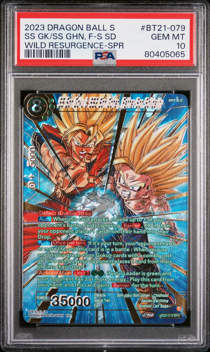 2023 #BT21-079 SS Son Goku & SS2 Son Gohan, Father-Son Solidarity PSA 10 Dragon Ball Super Card Game Series 21 Wild Resurgence