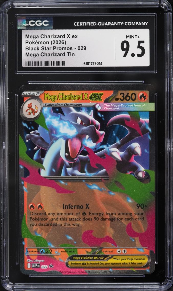 2026 Pokemon Mega Evolution Promo Tin Mega Charizard X ex #29 CGC 9.5 MINT+