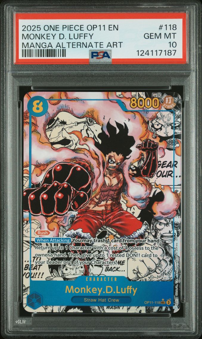 2025 #118 Monkey D. Luffy PSA 10 One Piece OP11-A Fist of Divine Speed Pokemon