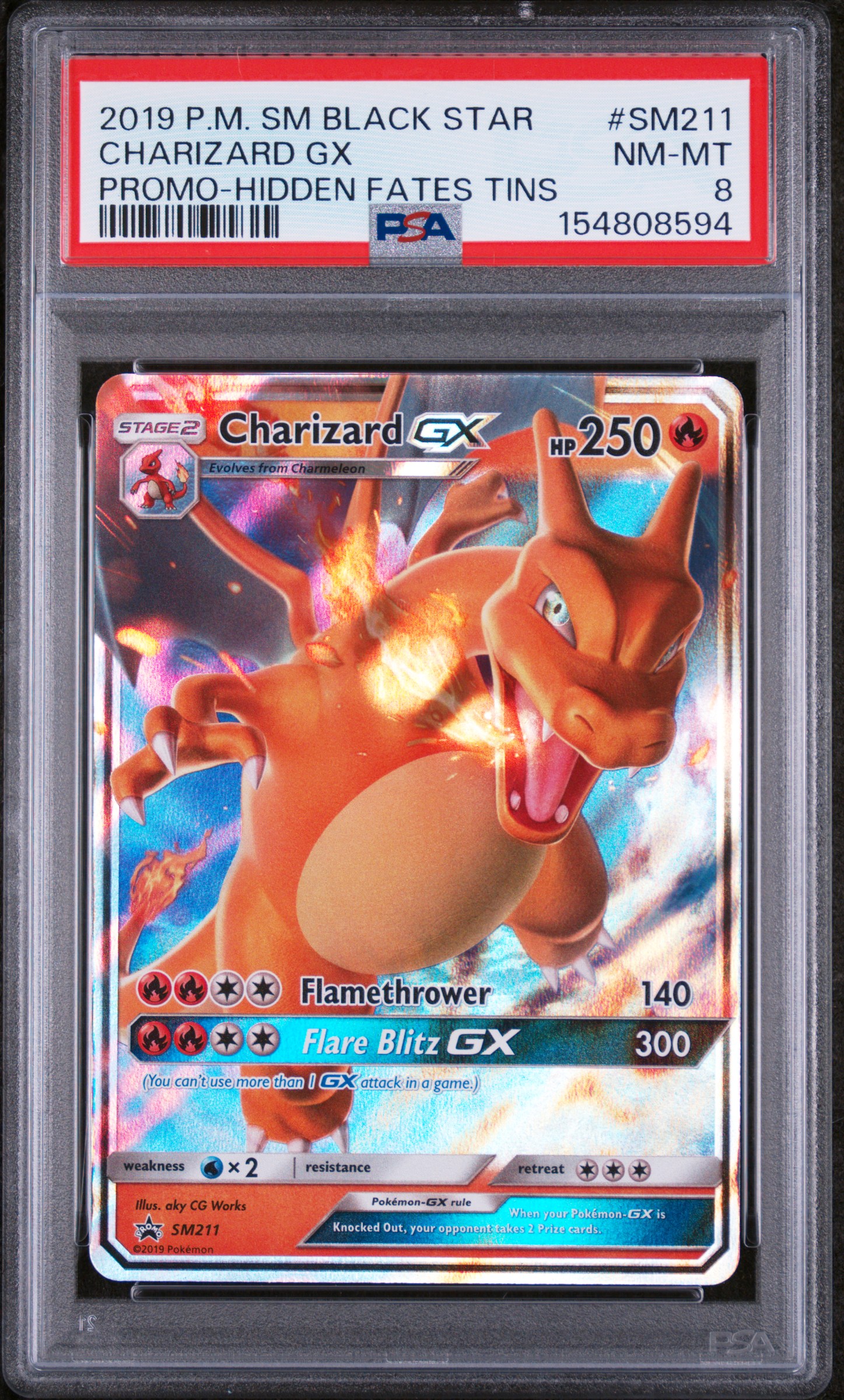 2019 #Sm211 Charizard Gx PSA 8 Sm Black Star Promo