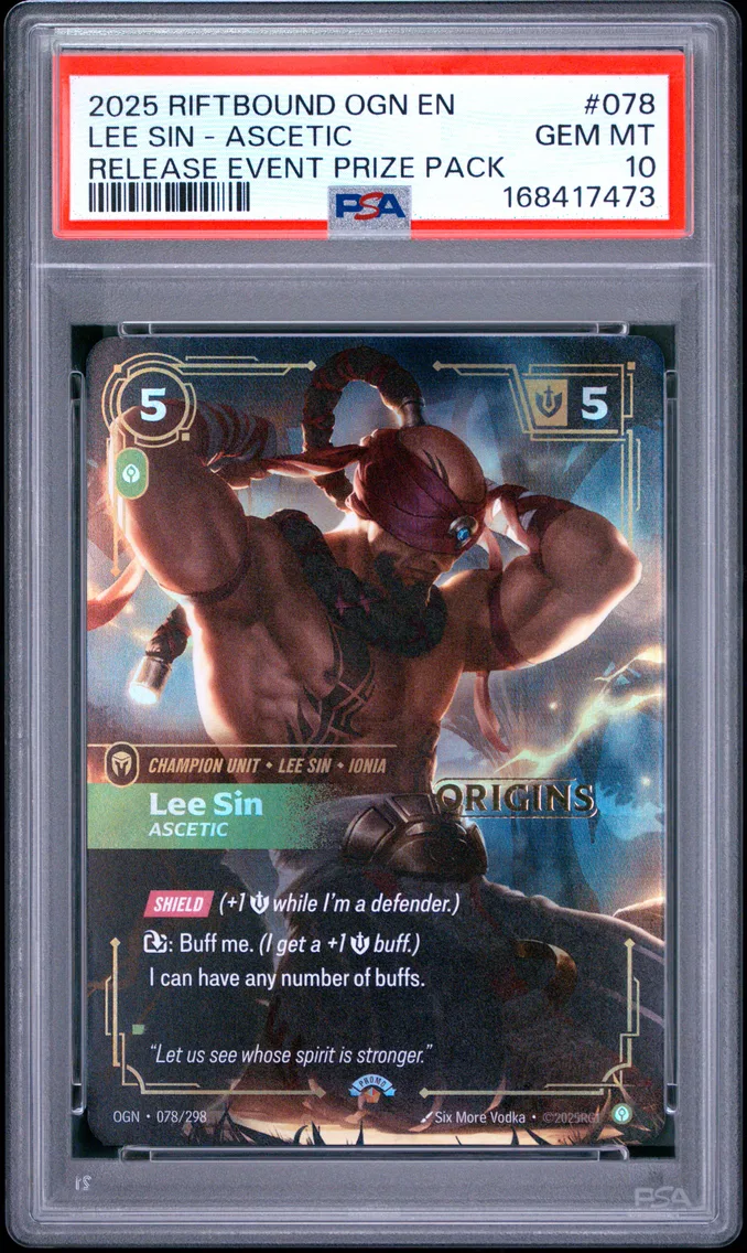 2025 #078 Lee Sin - Ascetic PSA 10 Riftbound: League of Legends Ogn-Origins