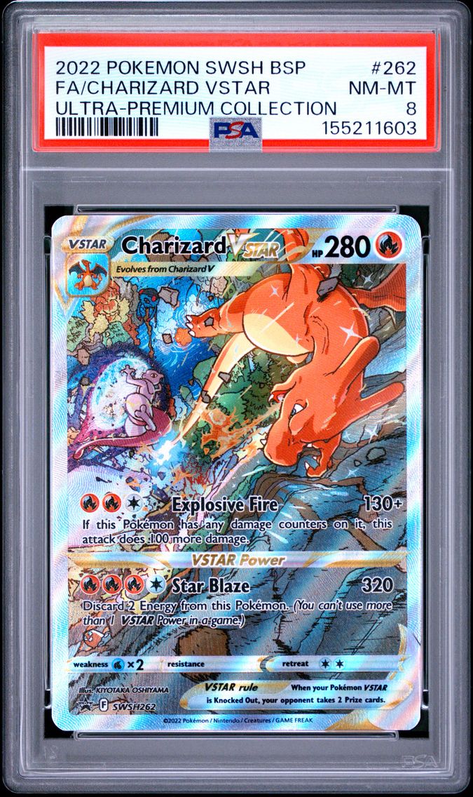 2022 #262 Full Art/Charizard Vstar PSA 8 Swsh Black Star Promo
