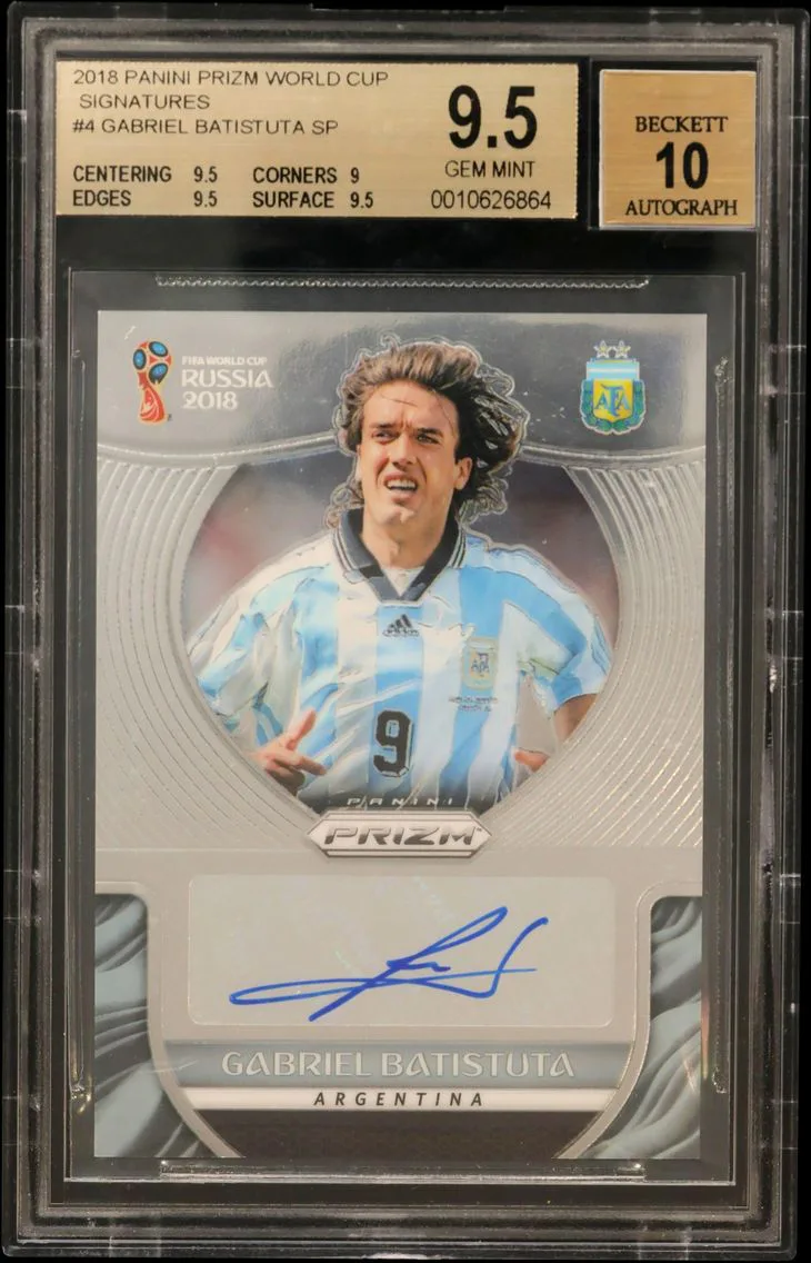 2018 #4 Gabriel Batistuta SP BGS 9.5 Panini Prizm World Cup Signatures