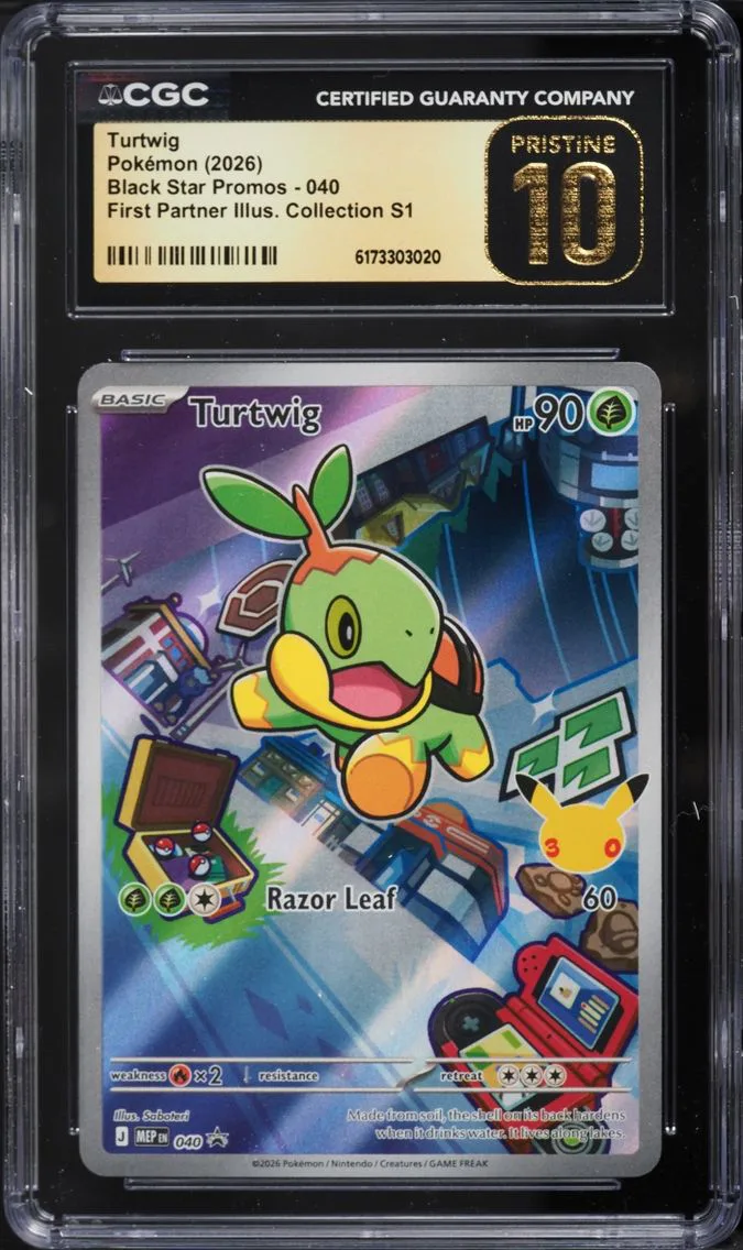 2026 Pokemon Mega Promo First Partner Illustration S1 Full Art Turtwig #40 CGC 10 PRISTINE