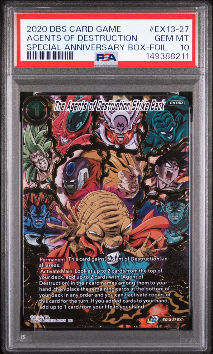 2020 #EX13-27 The Agents of Destruction Strike Back PSA 10 Dragon Ball Super Card Game Special Anniversary Box 2020