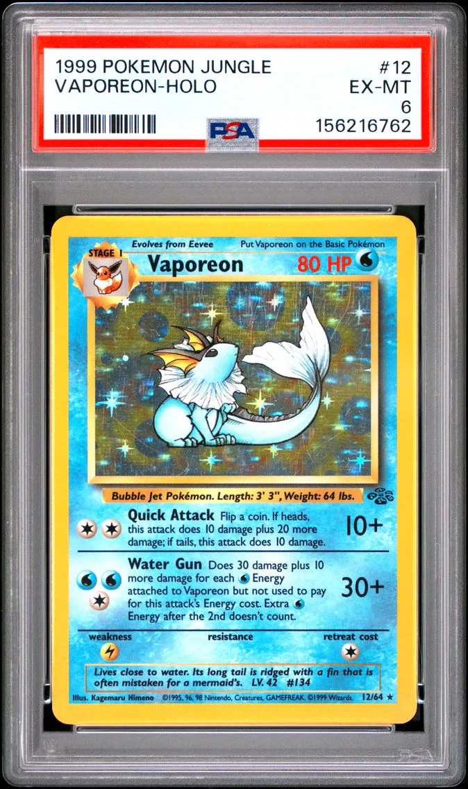 1999 #12 Vaporeon-Holo PSA 6 Jungle