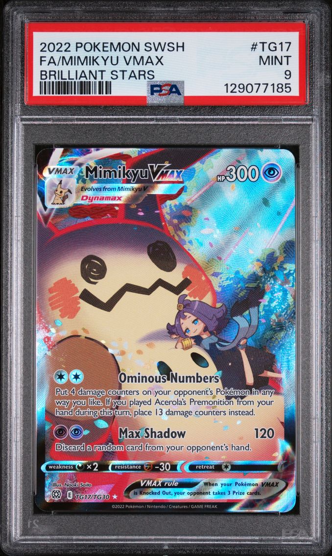 2022 #TG17 Full Art/Mimikyu Vmax PSA 9 Sword & Shield Brilliant Stars Pokemon