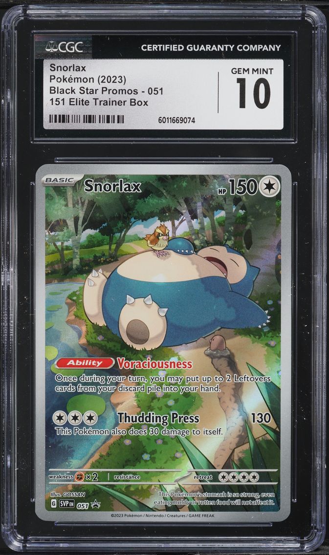 2023 #51 SV 151 BLACK STAR PROMO ETB SNORLAX CGC 10 POKEMON