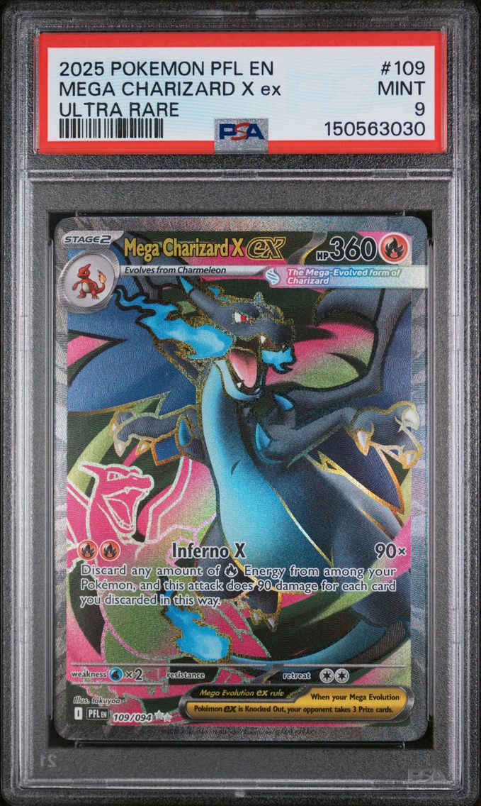 2025 #109 Mega Charizard X EX PSA 9 Pfl EN-Phantasmal Flames