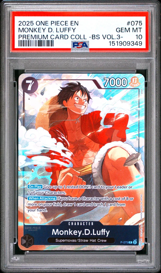 2025 #075 Monkey D. Luffy PSA 10 One Piece Premium Card Collection -Best Selection Vol.3-