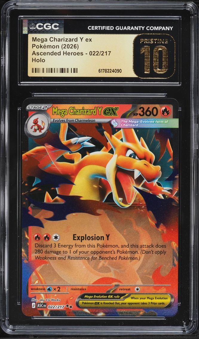 2026 Pokemon Mega Evolution Ascended Heroes Holo Mega Charizard Y Ex #22 CGC 10 PRISTINE