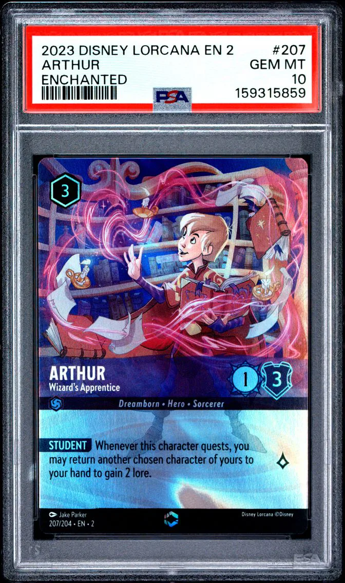 2023 #207 Arthur - Wizard's Apprentice PSA 10 Disney Lorcana EN 2-Rise of the Floodborn