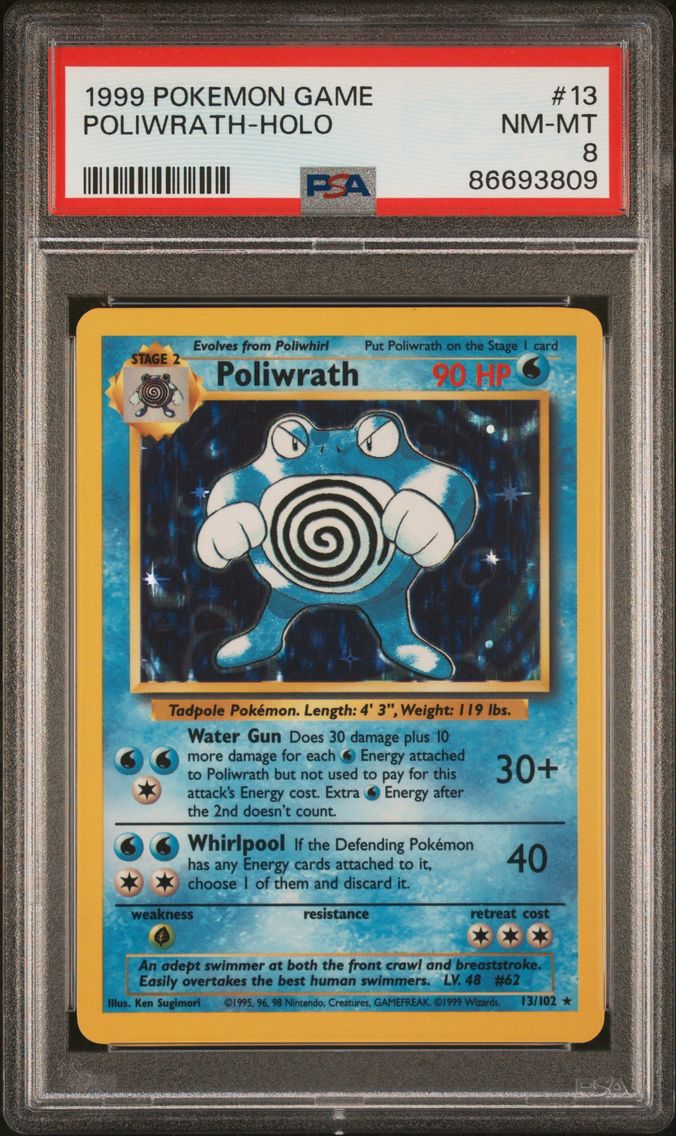 1999 #13 Poliwrath-Holo PSA 8 Game