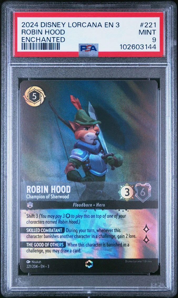 2024 #221 Robin Hood - Champion of Sherwood PSA 9 Disney Lorcana EN 3-Into the Inklands