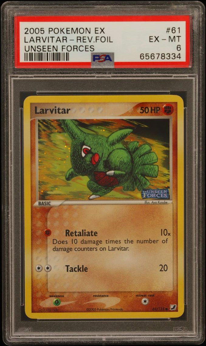 2005 #61 Larvitar-Reverse Foil PSA 6 EX Unseen Forces