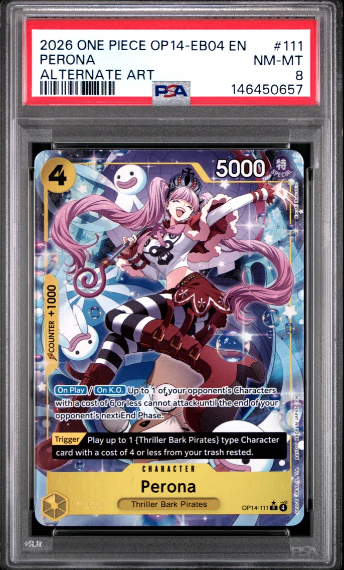 2026 #111 Perona PSA 8 One Piece OP14-EB04-the Azure Sea's Seven
