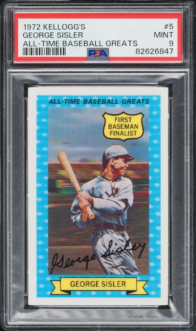 1972 #5 George Sisler PSA 9 Kellogg's All-Time Baseball Greats
