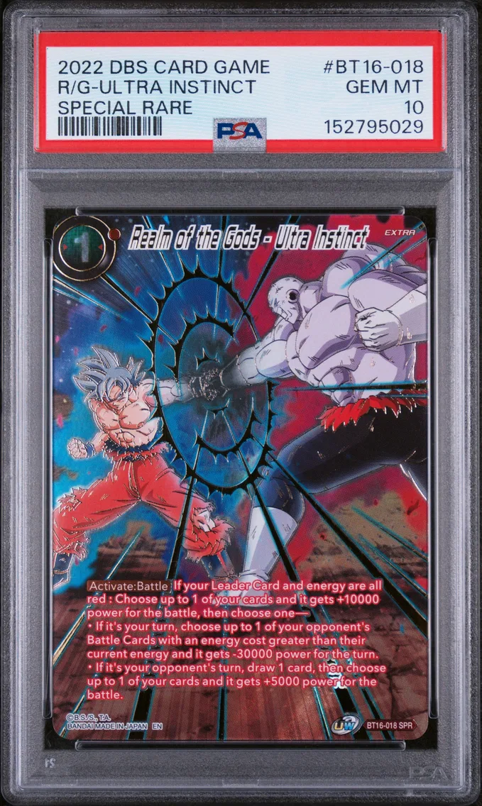 2022 #BT16-018 Realm of the Gods - Ultra Instinct PSA 10 Dragon Ball Super Card Game Series 16 Realm of the Gods