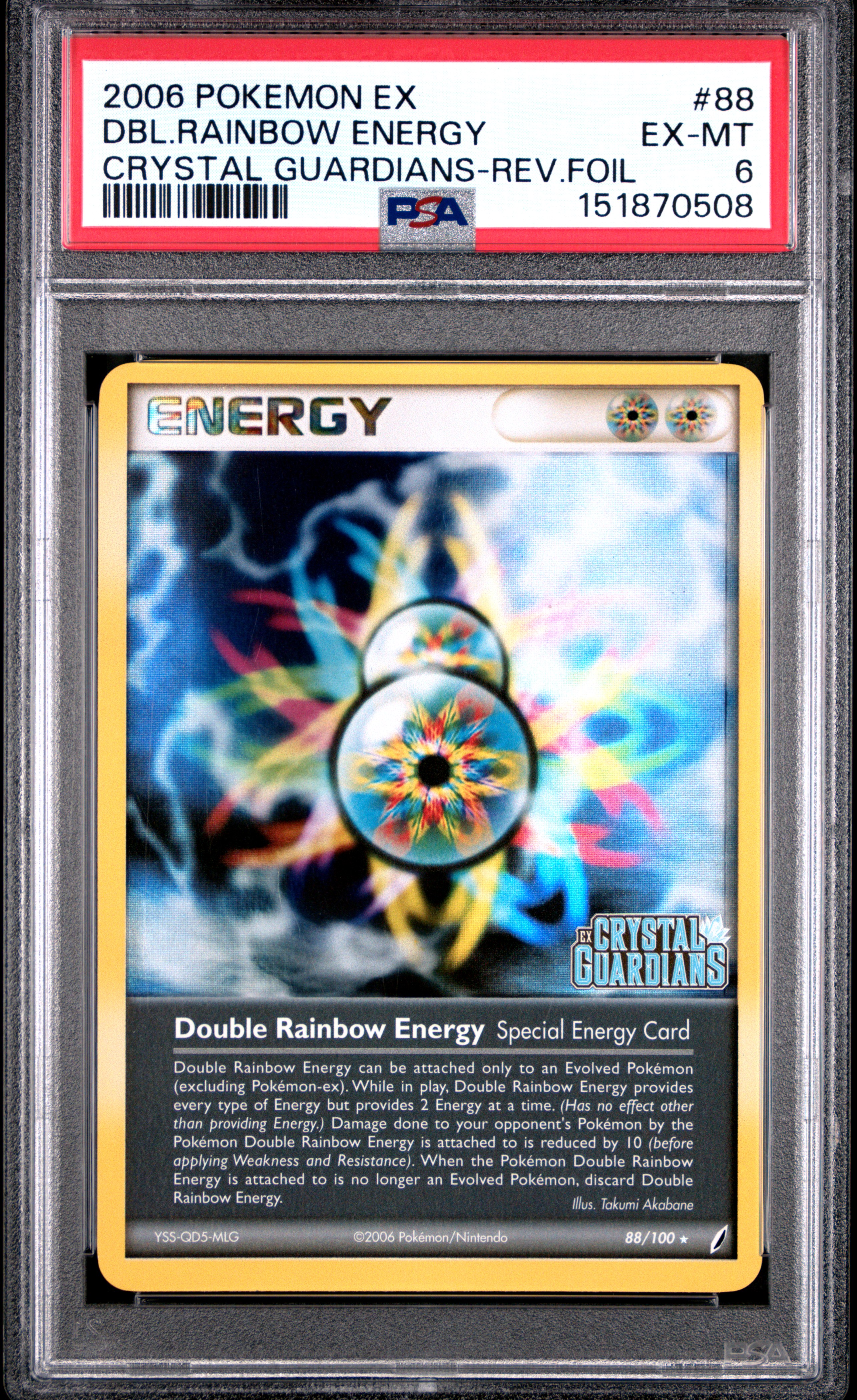 2006 #88 Double Rainbow Energy-Reverse Foil PSA 6 Ex Crystal Guardians