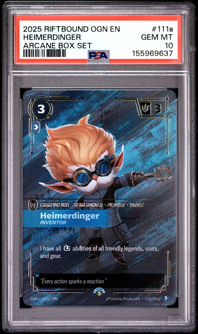 2025 #111a Heimerdinger - Inventor PSA 10 Riftbound: League of Legends Ogn-Origins