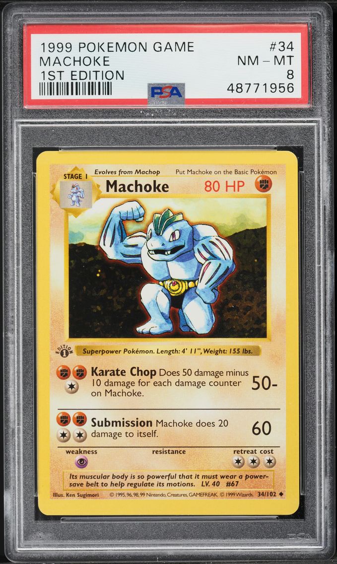 1999 #34 Machoke 1st Edition PSA 8 Game Pokemon