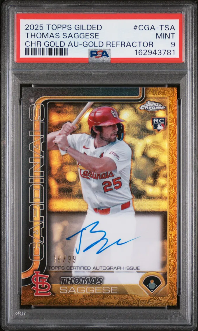 2025 #CGA-TSA Thomas Saggese PSA 9 Topps Gilded Collection Topps Chrome Gold Autographs