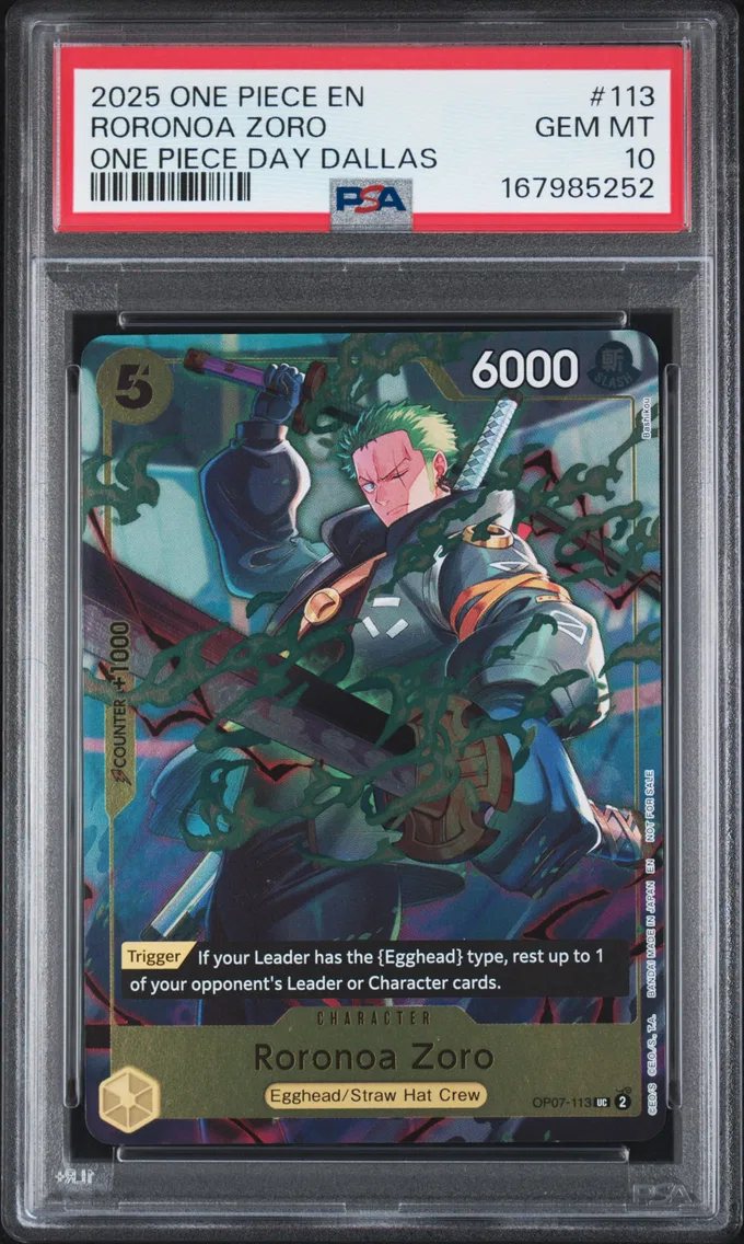 2025 #113 Roronoa Zoro PSA 10 On