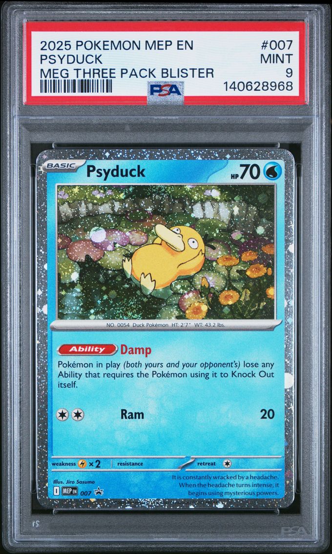 2025 #007 Psyduck PSA 9 Mep EN-Me Black Star Promo Pokemon