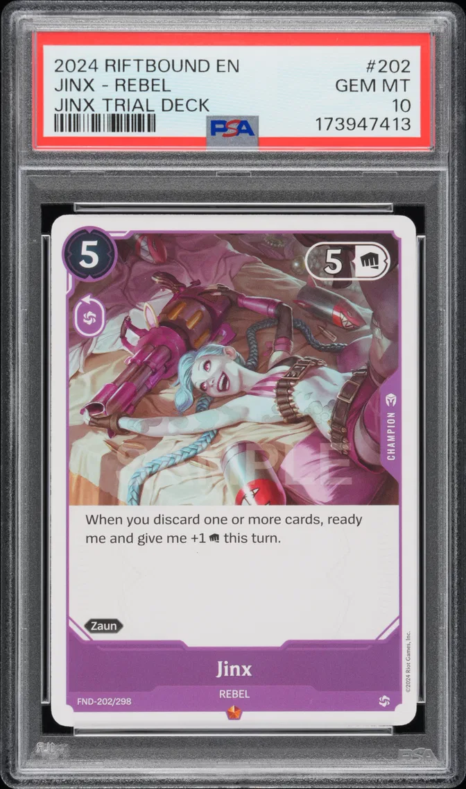 2024 #202 Jinx - Rebel PSA 10 Riftbound: League of Legends Jinx Trial Deck