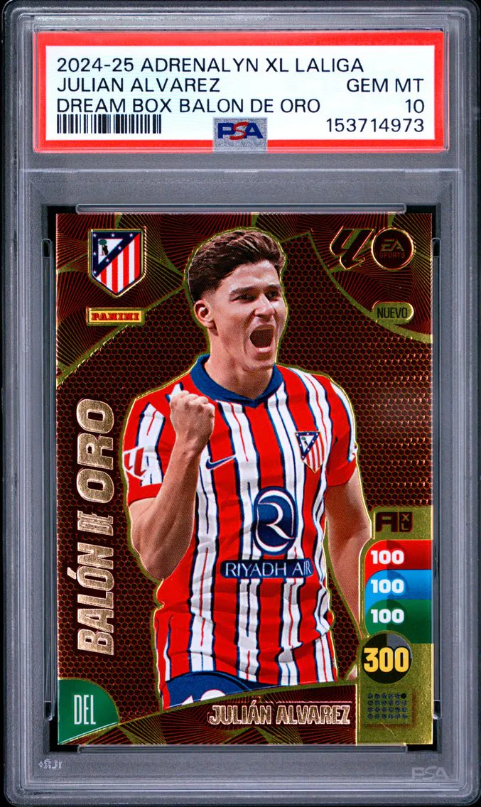 2024 #NA Julian Alvarez PSA 10 Panini Adrenalyn XL Laliga Dream Box Balon de Oro Dynasty Balon de Oro