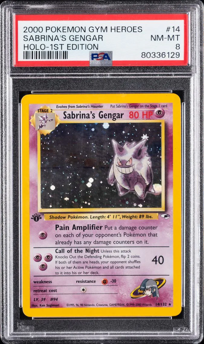 2000 #14 Sabrina's Gengar Holo-1st Edition PSA 8 Gym Heroes Pokemon