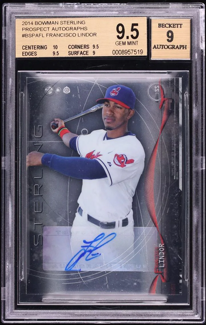 2014 Bowman Sterling Francisco Lindor PROSPECT AUTO #BSPA-FL BGS 9.5 GEM MINT