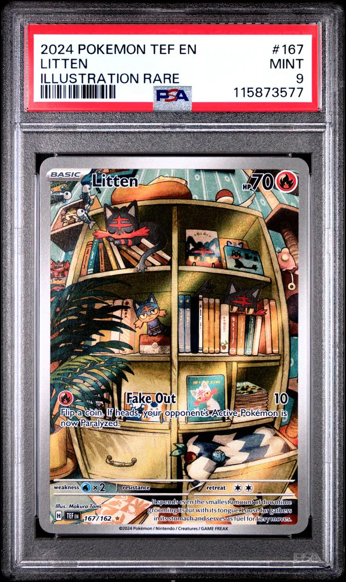 2024 Pokemon Tef EN-Temporal Forces Litten Tef EN-Temporal Forces #167 PSA 9