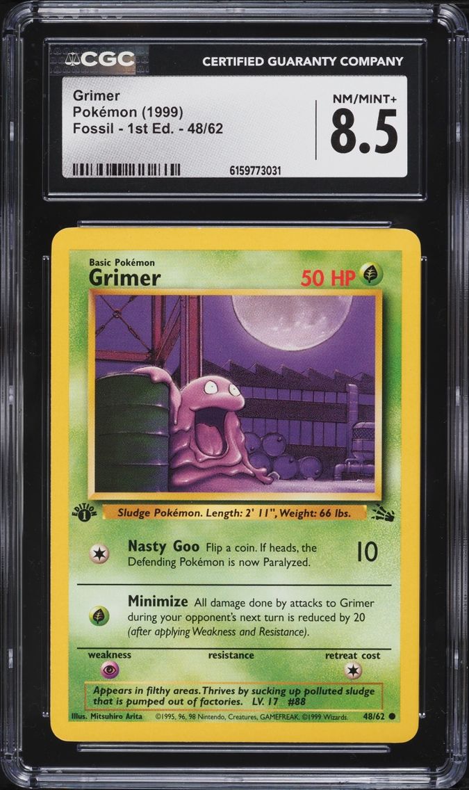 1999 #48 Grimer CGC 8.5 Pokemon Fossil 1st Edition