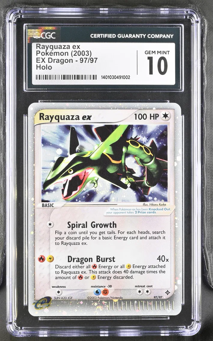 2003 #97 Rayquaza ex CGC 10 EX Dragon (2003 Copyright, w/ "e" Symbol) - English