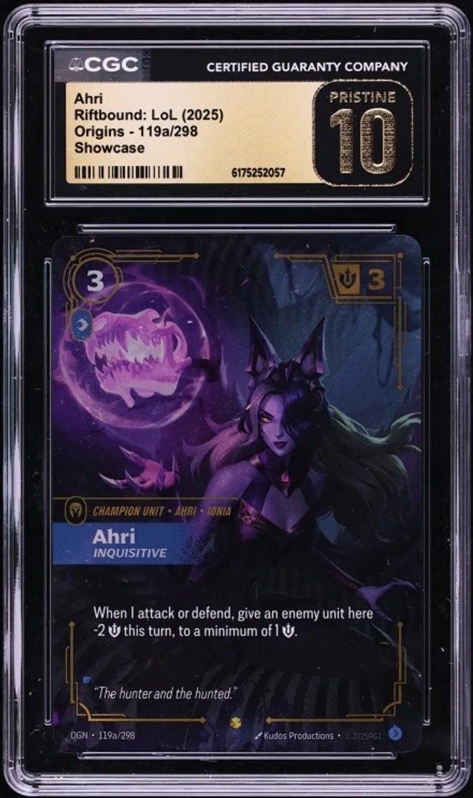 2025 #119a Ahri CGC 10 Riftbound League Of Legends LoL Origins Showcase
