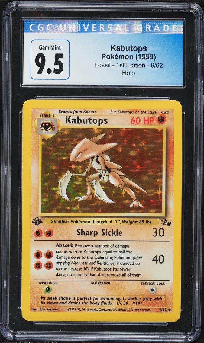 1999 #9 Kabutops-Holo 1st Edition CGC 10 Fossil Pokemon