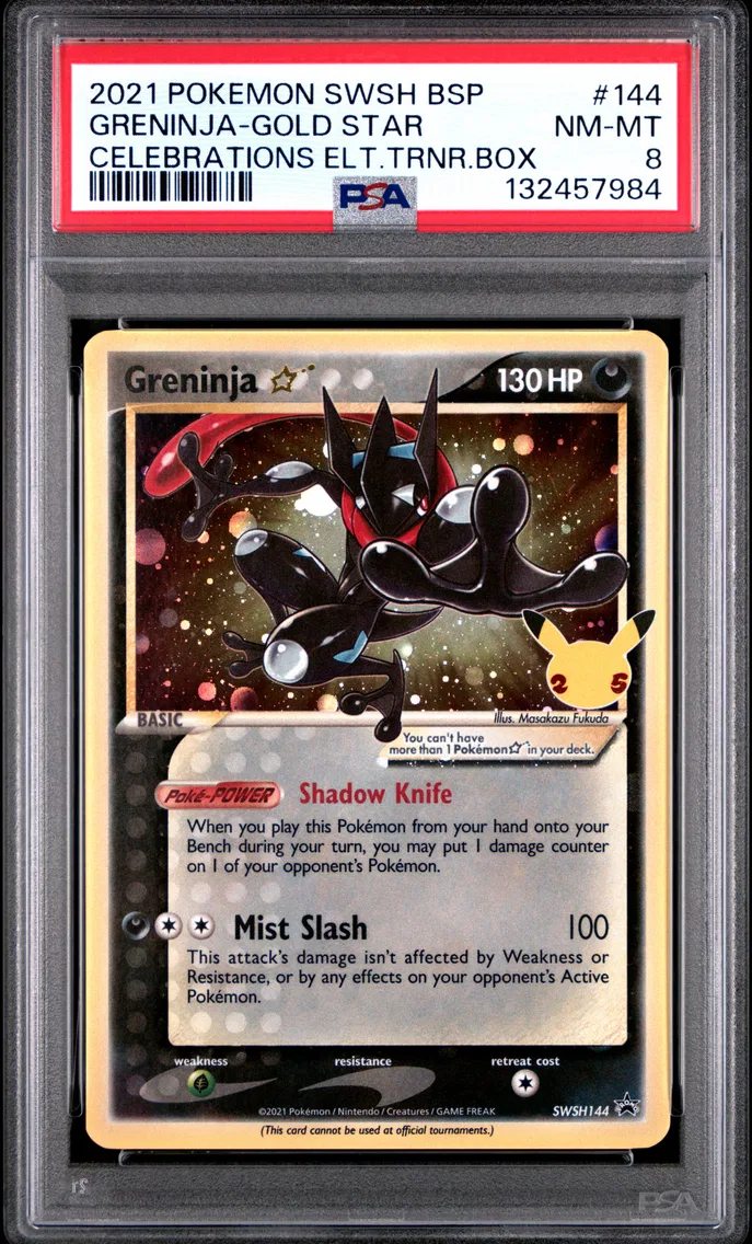 2021 #144 Greninja-Gold Star PSA 8 Swsh Black Star Promo