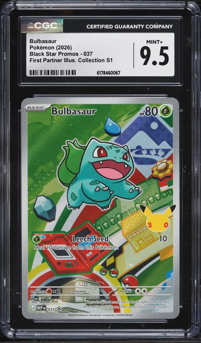 2026 Black Star Promos - Mega Evolution MEP EN - English Pokemon Mega Evolution Promo First Partner Illustration Full Art Bulbasaur #037 CGC 9.5