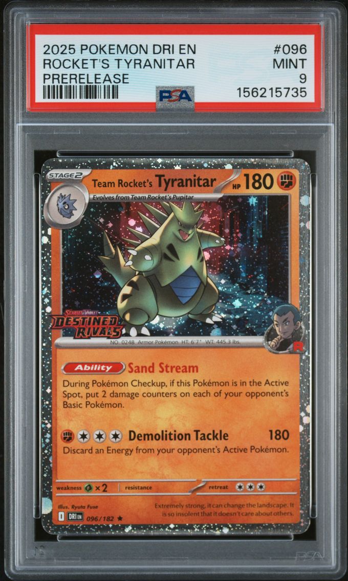2025 #096 Team Rocket's Tyranitar PSA 9 Dri EN-Destined Rivals