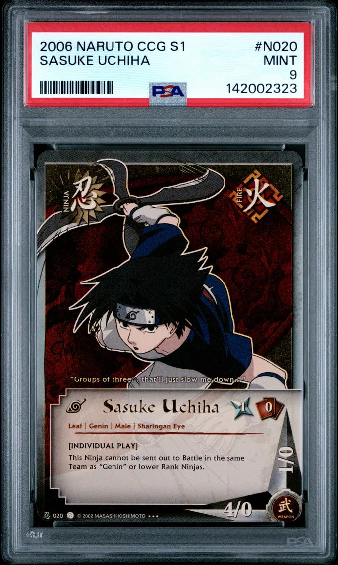2006 #N020 Sasuke Uchiha PSA 9 Naruto Ccg Series 1: the Path to the Hokage