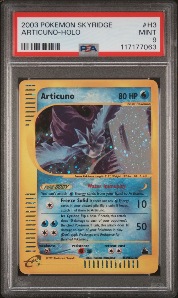 2003 #H3 Articuno-Holo PSA 9 Skyridge Pokemon