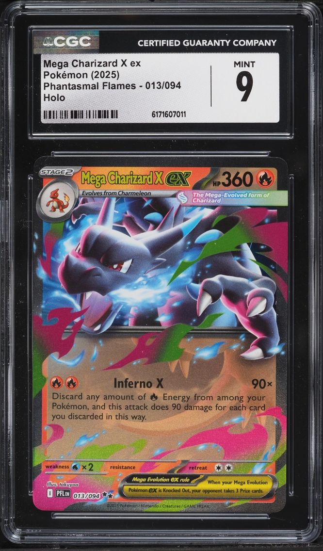 2025 Pokemon Mega Evolution Phantasmal Flames Holo Mega Charizard X ex #13 CGC 9 MINT