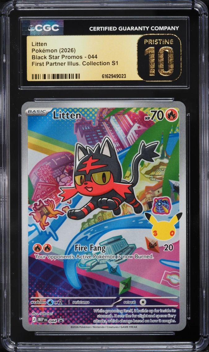 2026 Pokemon Mega Evolution Promo First Partner Illustration Full Art Litten CGC 10 PRISTINE