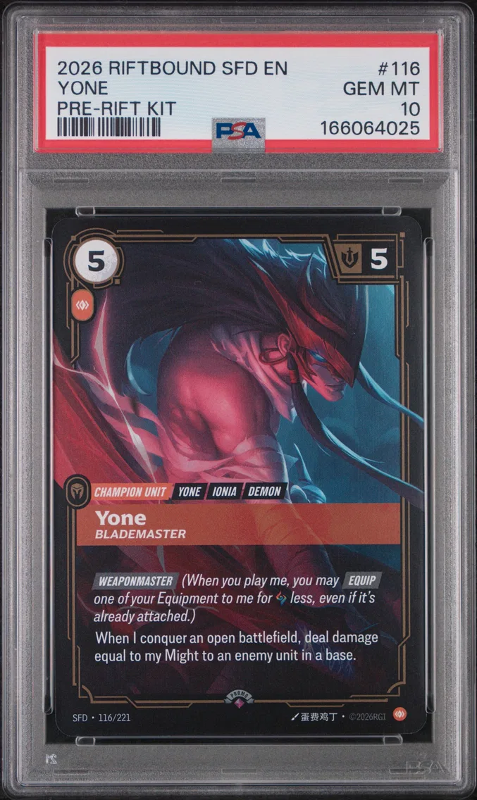 2026 #116 Yone - Blademaster PSA 10 Riftbound: League of Legends Sfd-Spiritforged