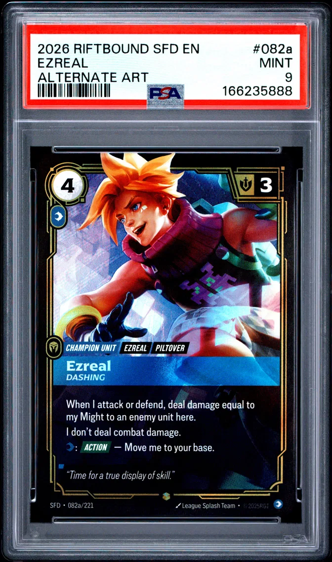 2026 #082a Ezreal - Dashing PSA 9 Riftbound: League of Legends Sfd-Spiritforged