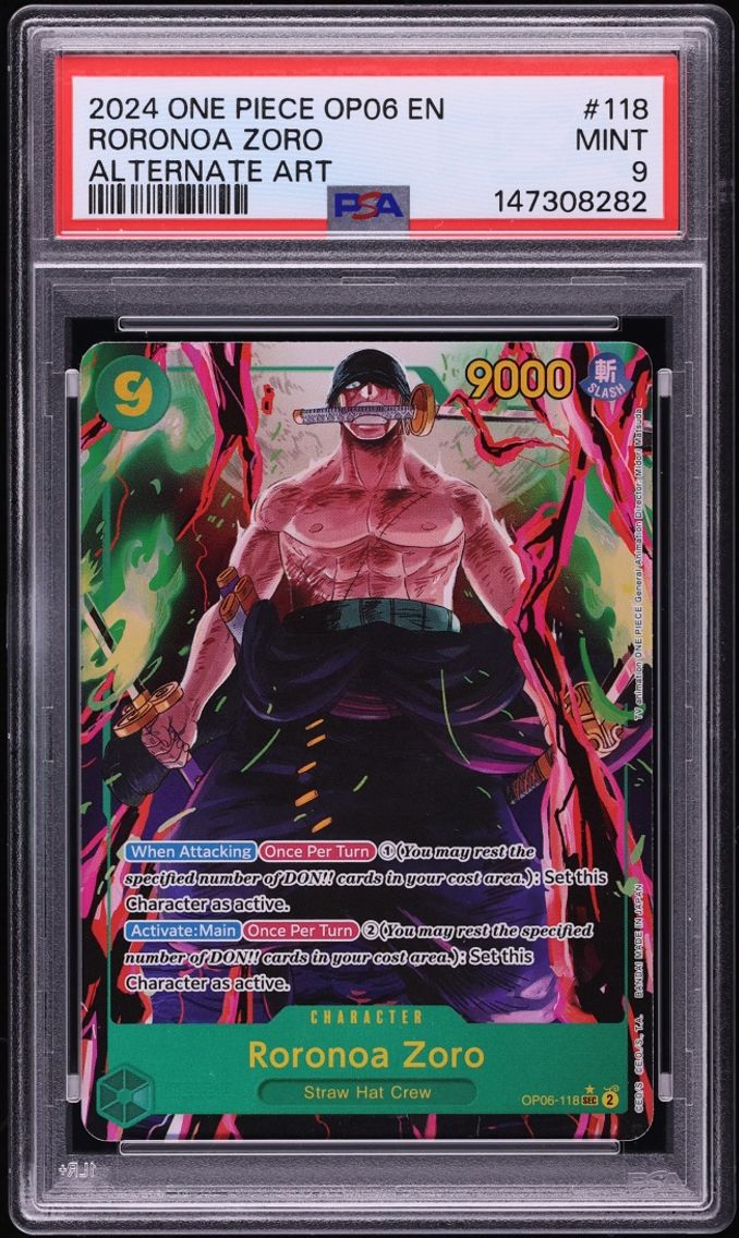 2024 #OP06-118 One Piece Wings Of The Captain Alt Art SEC Roronoa Zoro MINT PSA 9