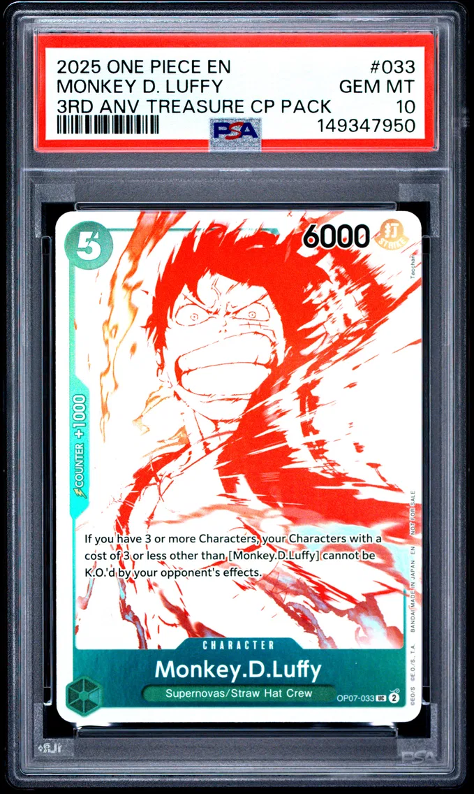 2025 #033 Monkey D. Luffy PSA 10 One Piece 3rd Anniversary! One Piece Card Treasure Campaign Pack